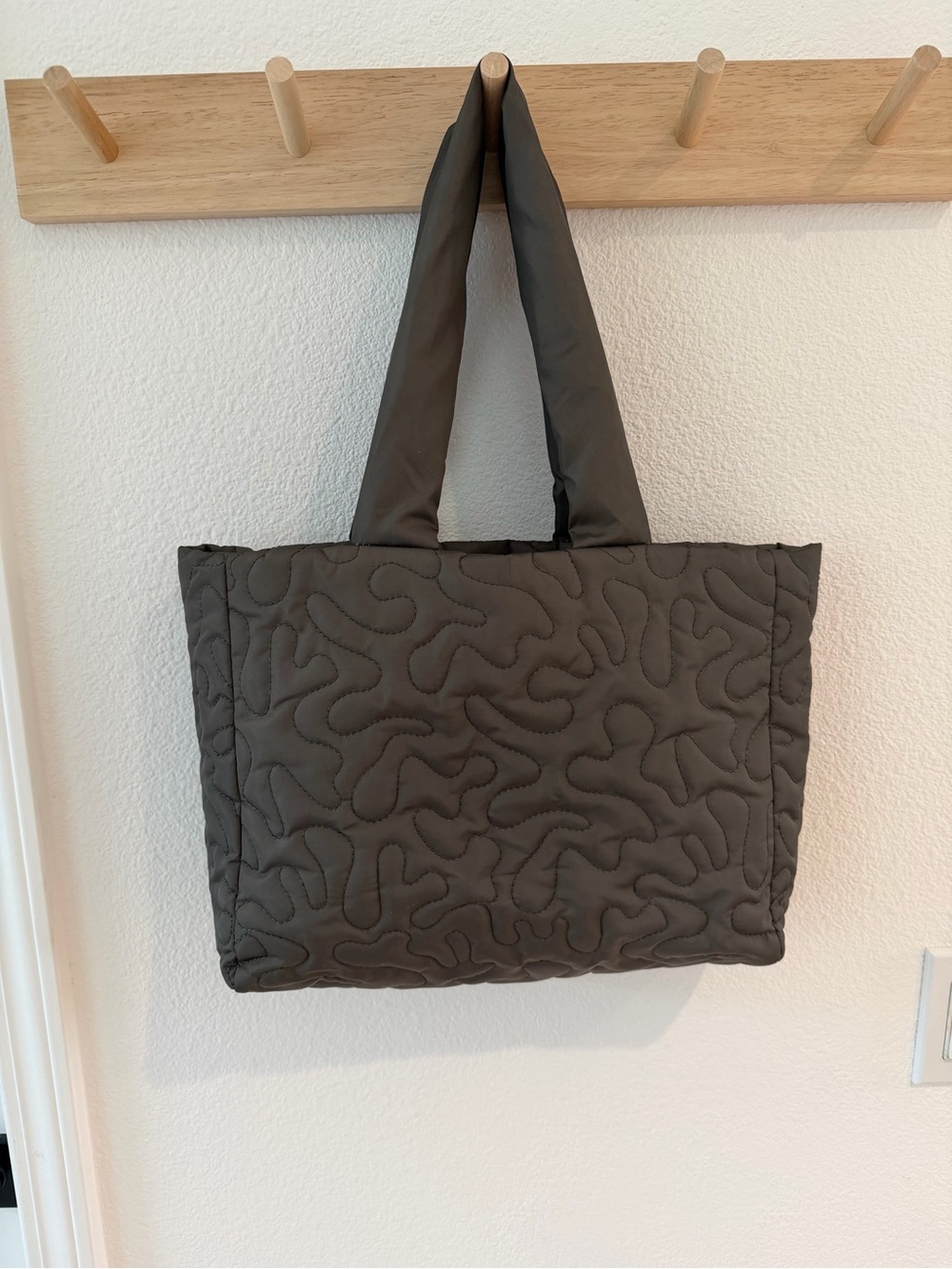 wild fable Quilted Olive Green Tote Bag